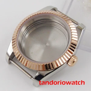Ajuste ETA 2836 MIYOTA movimiento estuche de reloj con cristal de zafiro oro rosa espalda sólida - Imagen 1 de 6