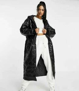 ASOS DESIGN WATTIERTER STEPPMANTEL LEDEROPTIK PUFFERCOAT Gr. S 36 NEU TOP!!! - Bild 1 von 4