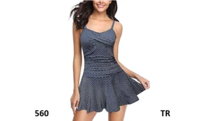 SHEKINI Women's Crossover Ruched Skirt 1 Piece Swimdress Swimsuit Bathing Suit,L - Picture 1 of 6