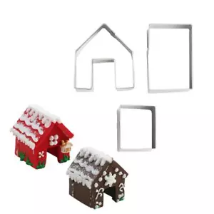 3 Pcs Stainless Steel Christmas Mini House Mold Gingerbread Cookie Cutter Set Cu - Picture 1 of 8