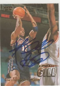 Kendall Gill signed 1996-97 Fleer card New Jersey Nets autograph - Picture 1 of 1