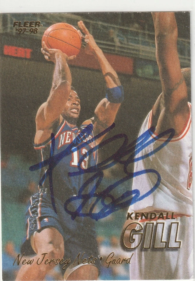 Cartão Fleer assinado por Kendall Gill 1996-97 New Jersey Nets autógrafo - Imagem 1 de 1