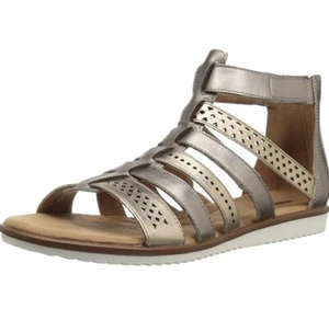 CLARKS Women FLAT LEATHER ZIP SANDALS KELE LOTUS us 6M (50) - Picture 1 of 8