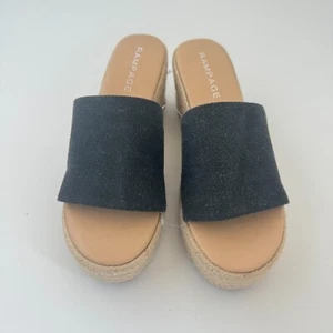 Rampage Jeanne Espadrille Pantoletten Keilabsatz Sandalen schwarz 8M NEU - Bild 1 von 8