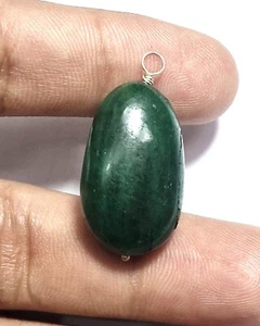 ZAMBIAN NATURAL EMERALD GEMSTONE OVAL SHAPE 16X26 MM , 38.00 CARAT PENDANT - Picture 1 of 10
