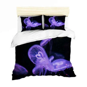 Purple Nice Jellyfish 3D Print Duvet Quilt Doona Covers Pillow Case Bedding Sets - Imagen 1 de 5