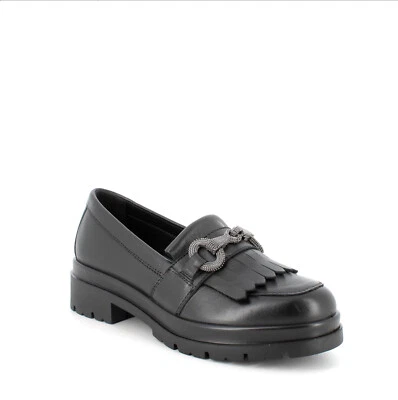 Mocassini Enval Soft 4754211 pelle nera tacco 4,5 cm Made in Italy SCONTO