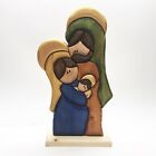 Sweet Holy Family, wood handmade carved wall art decor Handcrafted Inlaid