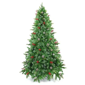 Christmas Tree Green Artificial Bushy Pine Cones Berries XMAS Home Decor 7FT UK - Picture 1 of 10