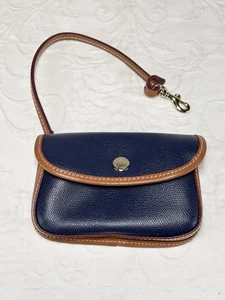 Dooney & Bourke pochette en cuir grainé bleu marine portefeuille porte monnaie snap - Photo 1/12