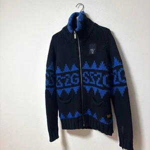 G-Star Raw Cowichan Knit Jacket Black Blue Size XL for Men Unisex - Picture 1 of 24
