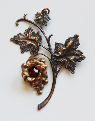 1COLGANTE ESTAMPADO HOJAS FLORALES FLORES LATÓN CRUDO VINTAGE • Estrás Swarovski Foto 1 de 4