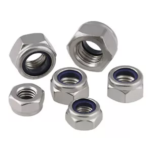 M4/5/6/8/10/12 Nyloc Nut Insert Nylon Hex Lock Nuts 201/304/316 Stainless DIN985 - Picture 1 of 7