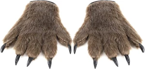 Unisex Adults Animal Paw Claw Gloves - Werewolf Claws, Thick Plush Furry Gloves - Picture 1 of 7