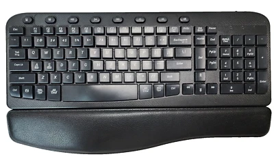 Wireless Keyboard Wave Keys Full Size Ergonomic Keyboard w/ Cushioned Palm Rest - Image 1 of 4