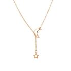 Moon Star Pendant Necklace-Gold Silver Color Chain Charm Necklaces Women Jewelry