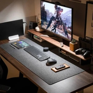 Grand tapis d'ordinateur de bureau en laine feutre ordinateur portable coussin de bureau souris clavier - Photo 1/17
