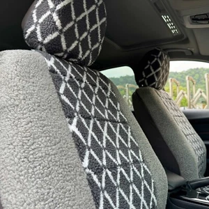 Gray Diamond Faux Sheepskin Front Set Car Seat Covers For Ford F-550 2011-on - Bild 1 von 6