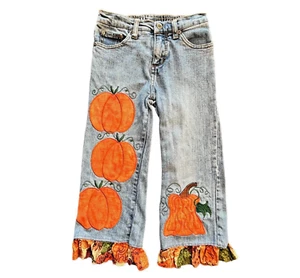 Faded GloryJeans Girls 5 Boot Cut Pumpkins Autumn Elastic Waist (Sz5 W22 L16) - Picture 1 of 8