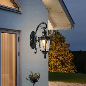 Black Outdoor Wall Light Fixture Wall Mount Wall Sconce Lighting for House - Picture 1 of 12