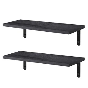 2 PACK Wood Floating Shelves for Wall Decor Farmhouse Bathroom Storage Shelves - Picture 1 of 37