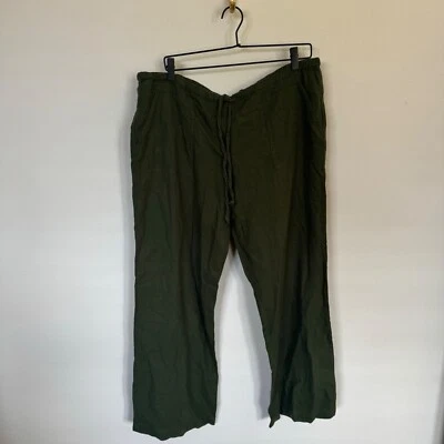 Chadwicks Pants Women's LG Green Pull On Linen Blend Vacation Resort Lightweight — 第 1/4 张图片
