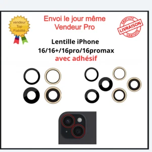 Lentille Vitre Iphone 16 16plus 16pro 16 Pro Max Verre Appareil Photo Adhésif - Imagen 1 de 12