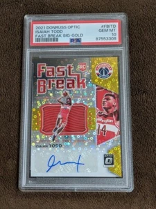 2021 OPTIC ROOKIE RC FAST BREAK AUTO GOLD /10 PSA 10 ISAIAH TODD - Picture 1 of 1