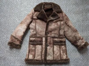 vintage SHEARLING sheepskin leather 38 brown RANCHER wool pile WESTERN sears - Picture 1 of 8