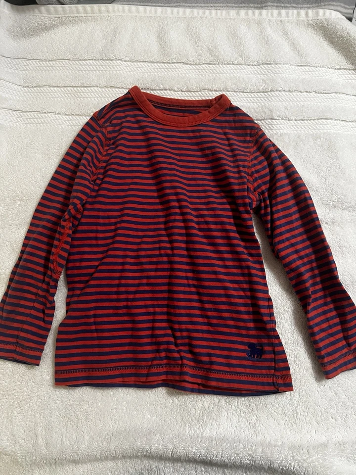 Mini Boden Shirt- Orange & Blue Stripe- Boys Size 6-7. - Image 1 of 1