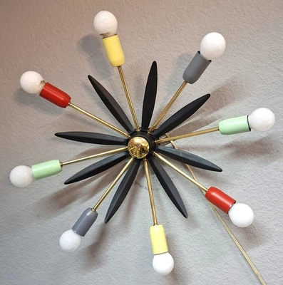 MID CENTURY DECKENLAMPE 75cm spinne SPIDER SPUTNIK tütenlampe 50er retro vintage - Bild 1 von 4