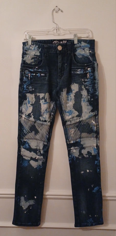 Pantalones de mezclilla Laguna Beach Jeans Co. para hombre azules teñidos y pintura salpicada 32 x 32 Foto 1 de 4