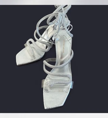 Новый с ярлыком Antonio Melani серебро со стразами сандалии со змеей дизайн размер 9,5 - Изображение 1 из 4