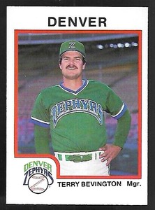 1987 ProCards Terry Bevington Manager From Denver Zephyrs Set