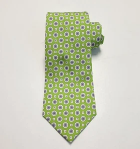 $128 New RUTH GRAVES Neck Tie 100% SILK Green Blue Geometric Medallion ITALY - Picture 1 of 7