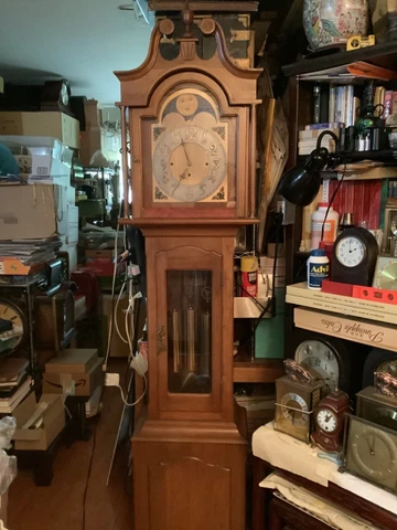 Antique 1850’S Seth Thomas 5 Bells Chime Tall Case Grandfather Clock. Works Cover