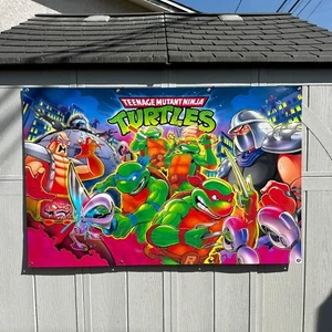 Teenage Mutant Ninja Turtles Stern Pinball Banner 5ft x 3ft - Neon 80's Colors - Picture 1 of 6