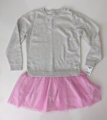 NWT Oshkosh Girls Dress, Sweater Long Sleeved Top, Pink Tulle Skirt SIZE 12 $48 - Image 1 of 4