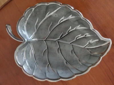 Deko Schale Blattform Metall Gebäckschale Obstschale silberfarben - Bild 1 von 2