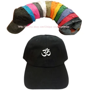Om Aum Yoga Namaste cotton baseball cap U Choose color Pigment dyed 100% cotton - Picture 1 of 3