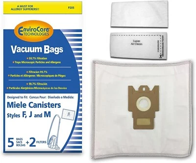 EnviroCare Bags for Miele F J M Vacuum Bags - 5 Bags + 2 Filters - Image 1 of 4