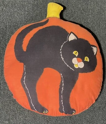 De Colección Gato Negro Calabaza Jack O Linterna Panel de Tela Corte y Coser Almohada de Halloween 16" Foto 1 de 4