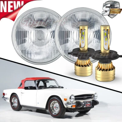 For Triumph TR6 1969-1976 Round Projector 7" LED Headlights 6000k Hi/Lo Lamp Foto 1 de 4