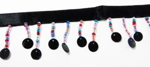 Flecos con cuentas Multicolor Ombre Glass Seed Beads Black Round Sequin Paillettes - Imagen 1 de 3