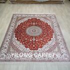8'x10' Handwoven Silk Area Rug Red Home Interior Oriental Indoor Carpet 1278