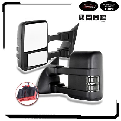 Par de espejos retrovisores de señal manuales de remolque Super Duty para Ford F250 F350 F450 F550 08-16 Foto 1 de 4
