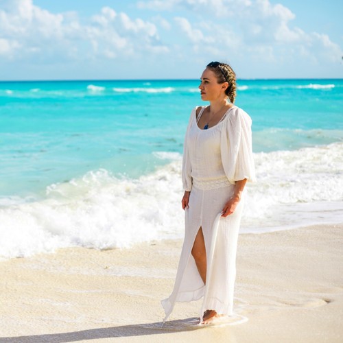 OFF WHITE Abito Jen's Pirate Booty Free People garza bianco sporco panna taglia XS small S 2 4