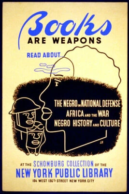 BOOKS ARE WEAPONS AFRICAN AMERICANS BLACK HISTORY CULTURE VINTAGE POSTER REPRO - Image 1 of 3