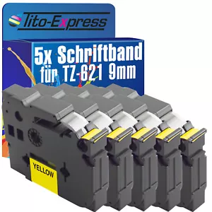 5x Schriftband für Brother TZe-621 P-Touch 1000 1000 BTS 1000 F 1005 BTS 1005 F - Bild 1 von 2
