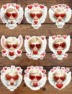 Valentines Cherub Die Cut Vinyl Stickers Set Scrapbooking Laptop Waterbottle - Picture 1 of 1